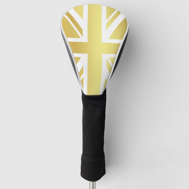 Golden Union Jack British Flag Golf Head Cover (Front)