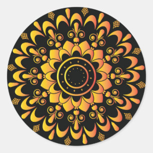 Golden Unique Mandala Design-95747 Classic Round Sticker