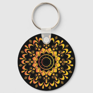 Golden Unique Mandala Design-95747 Key Ring