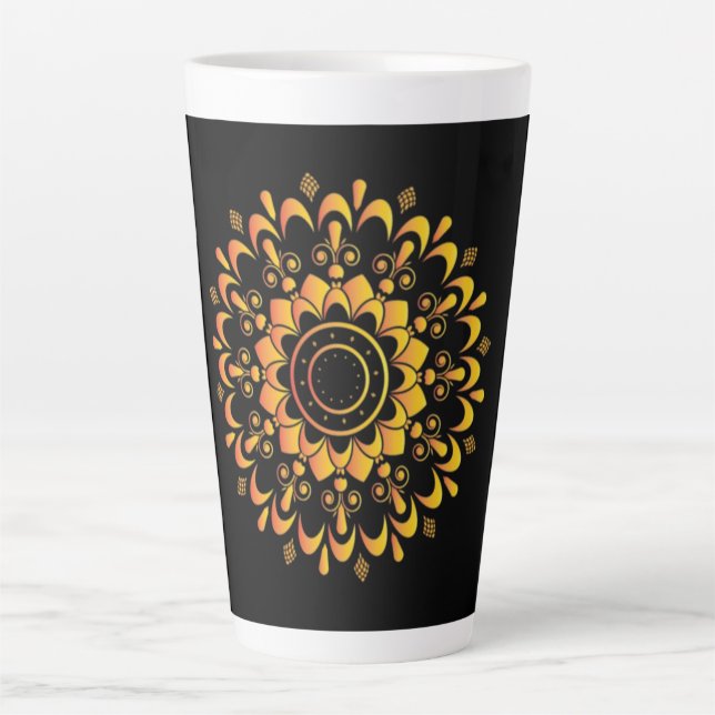 Golden Unique Mandala Design-95747 Latte Mug (Front)