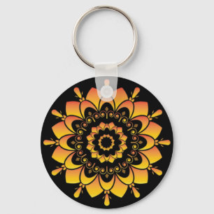 Golden Unique Mandala Design-95748 Key Ring