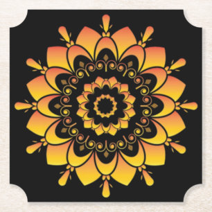Golden Unique Mandala Design-95748 Paper Coaster