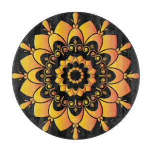 Golden Unique Mandala Design  Cutting Board