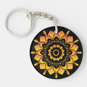 Golden Unique Mandala Design Key Ring
