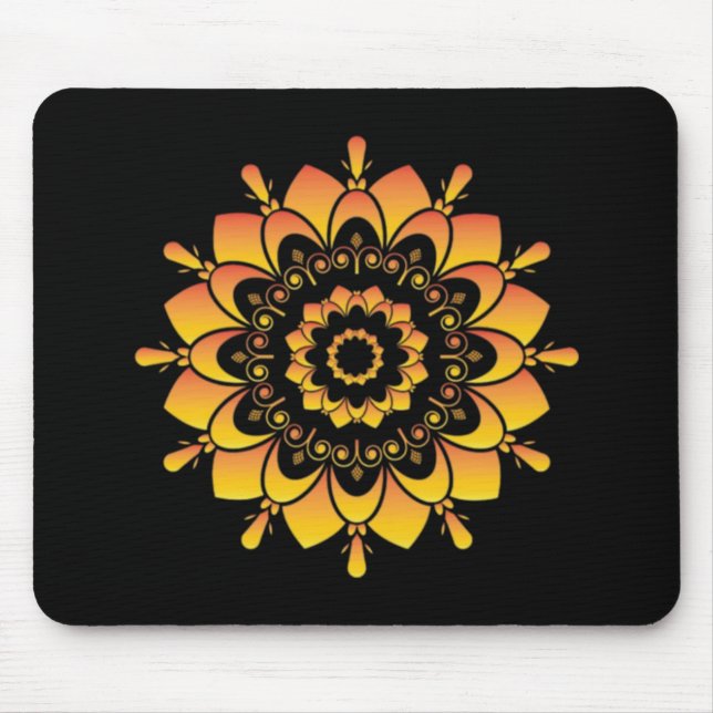 Golden Unique Mandala Design Mouse Mat (Front)