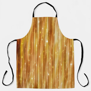Golden upholstery, blue curtains with supports and apron