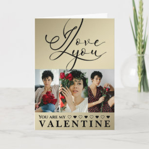 Golden Valentine’s Day I Love You Photo Collage Card