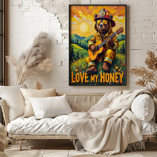 Golden Valley Guitar: Bear's Floral Ballad Poster