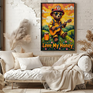 Golden Valley Guitar: Bear's Floral Ballad Poster