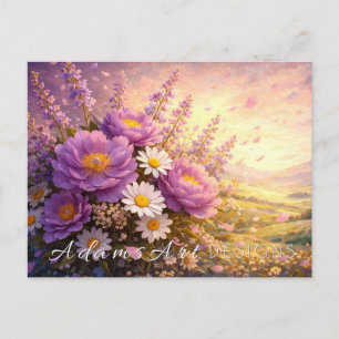 Golden Valley Peony & Wildflower Sunset Postcard