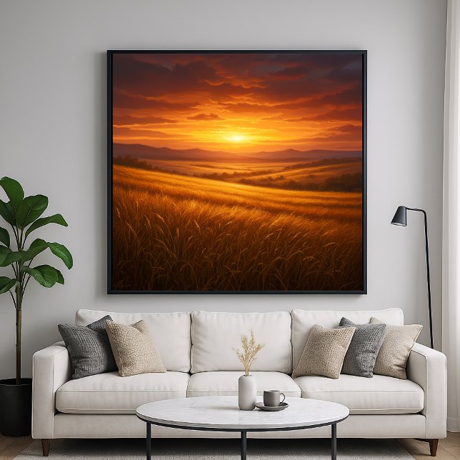 Golden Valley - Sunset Wheat Field Painting Style Poster (Creator Uploaded)