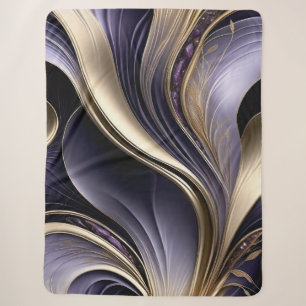 Golden Veil - Luxurious Gold and Violet Abstract Sherpa Blanket