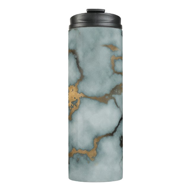 Golden Vein Marble  Ocean Mist Thermal Tumbler (Front)