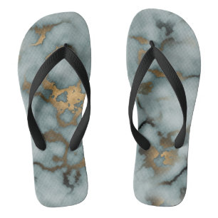 Golden Vein Marble Ocean Mist Women's Flops Flip Flops