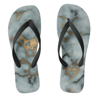 Golden Vein Marble Ocean Mist Women's Flops Flip Flops