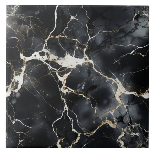Golden Vein Splendour Black Marble Tile (Front)