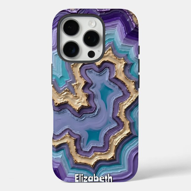 Golden-Veined Abstract Geode Case-Mate iPhone Case (Back)