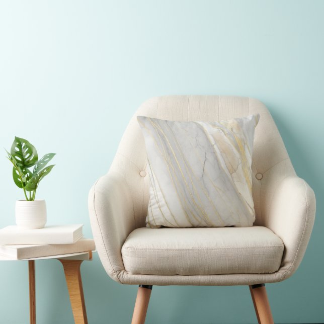 Golden Veined Carrara Marble Texture Cushion (Chair)