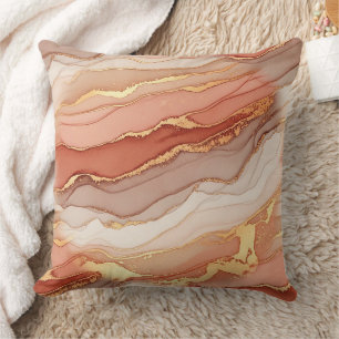 Golden Veined Sienna Marble Luxury Art Cushion