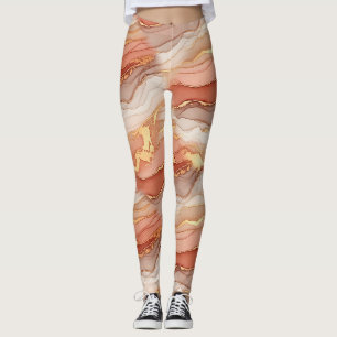 Golden Veined Sienna Marble Luxury Art Leggings