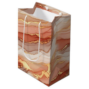 Golden Veined Sienna Marble Luxury Art Medium Gift Bag