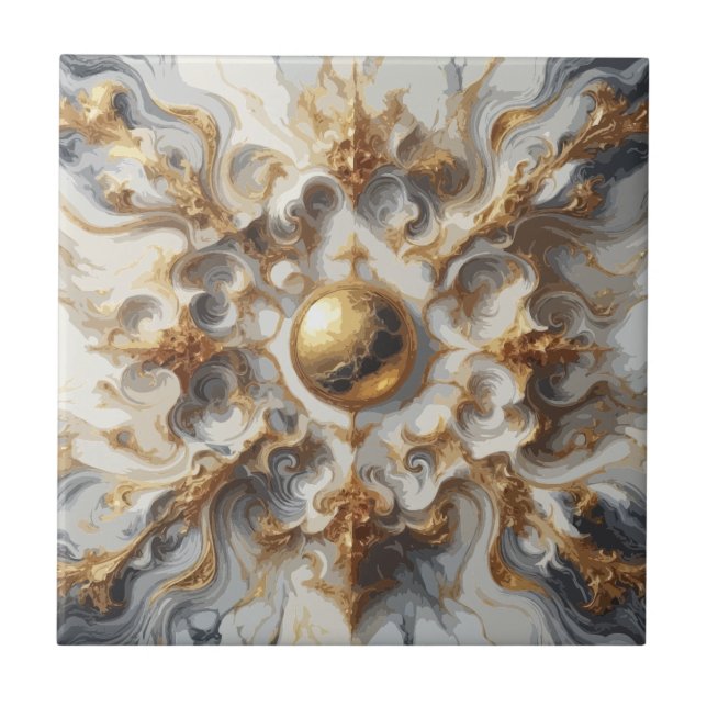  Golden Veins of Opulence  Calacatta Gold Marble Tile (Front)
