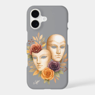 Golden Venetian Masks & Roses Case with Monogram