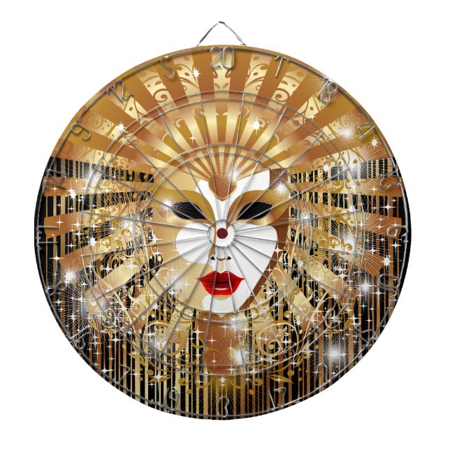 Golden Venice Carnival Party Mask Dartboard (Front)