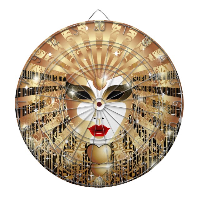 Golden Venice Carnival Party Mask Dartboard (Front)