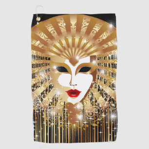Golden Venice Carnival Party Mask Golf Towel
