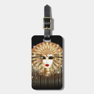 Golden Venice Carnival Party Mask Luggage Tag
