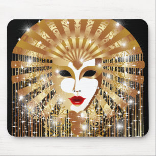 Golden Venice Carnival Party Mask Mouse Mat