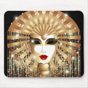 Golden Venice Carnival Party Mask Mouse Mat