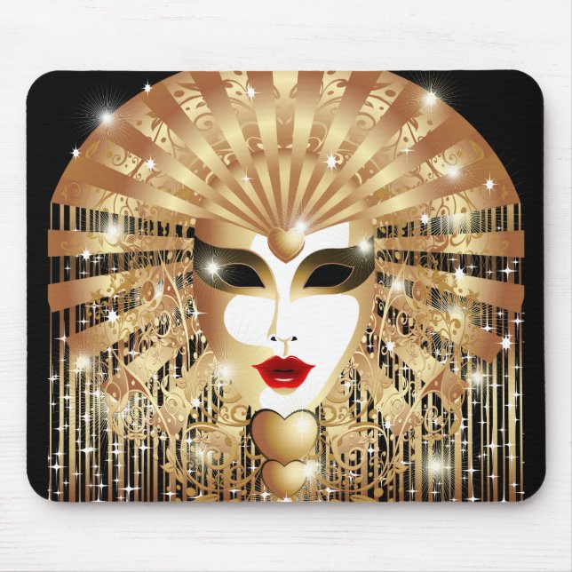 Golden Venice Carnival Party Mask Mouse Mat (Front)