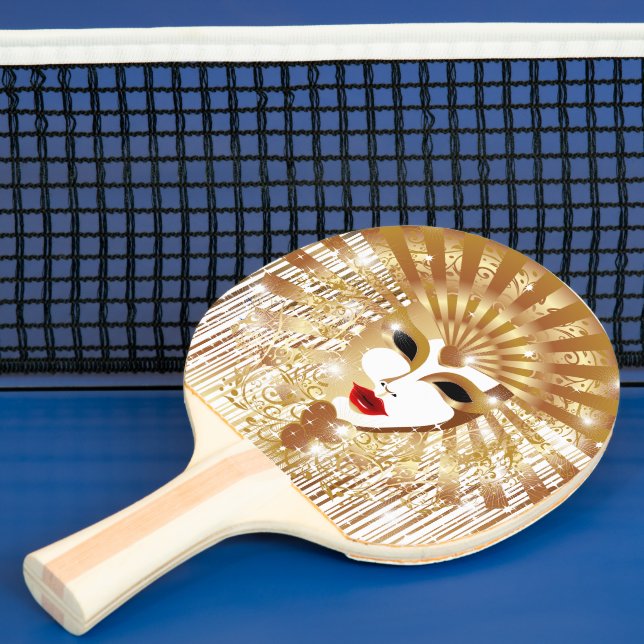 Golden Venice Carnival Party Mask Ping Pong Paddle (Insitu)