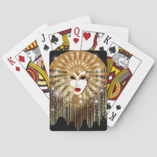 Golden Venice Carnival Party Mask Playing Cards