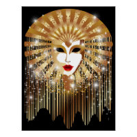 Golden Venice Carnival Party Mask