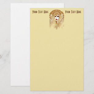 Golden Venice Carnival Party Mask Stationery