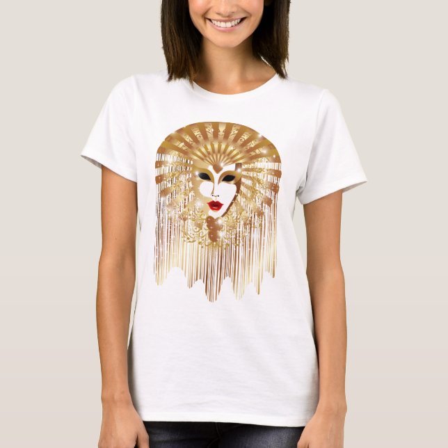 Golden Venice Carnival Party Mask T-Shirt (Front)