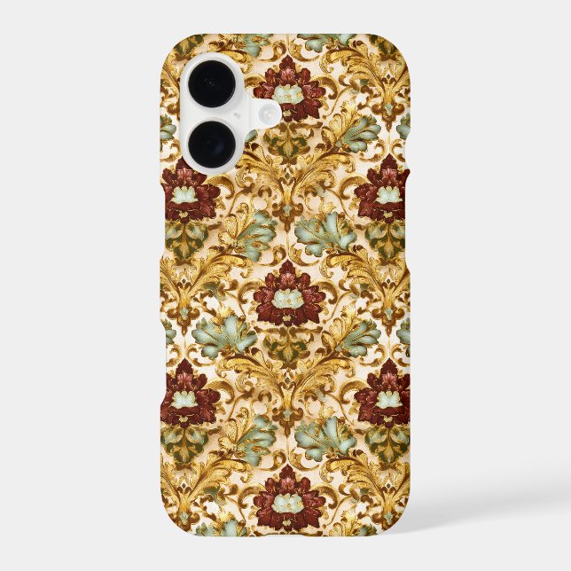Golden Victorian Floral Damask with Sage (Back)