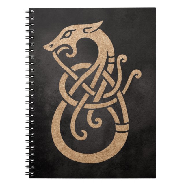 Golden Viking Serpent Knot Symbol Notebook (Front)