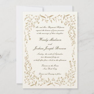 Golden Vine Frame Wedding Invitations