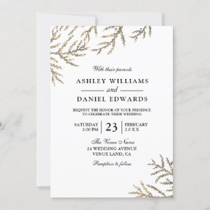 Golden Vine Leaf Wedding Invitation