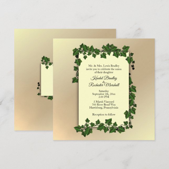 Golden Vine Wedding Invitation (Front/Back)