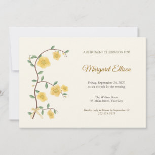 Golden Vine Yellow Flower Retirement Invitation