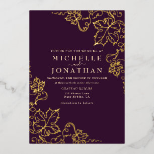 Golden Vineyard Burgundy Real Foil Wedding