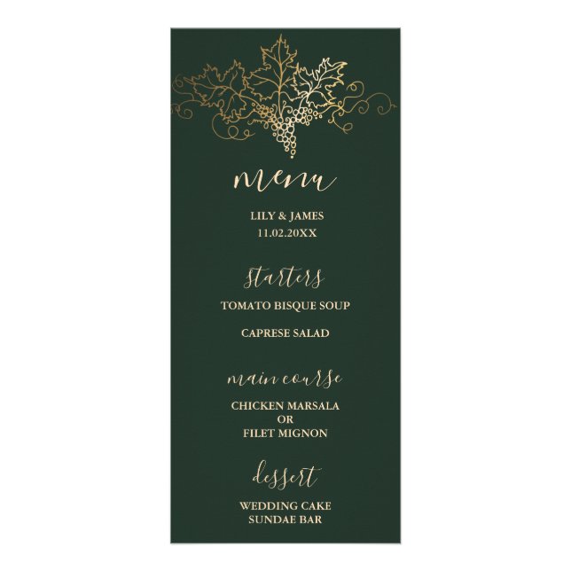 Golden Vineyard Wedding Wedding Menu (Front)