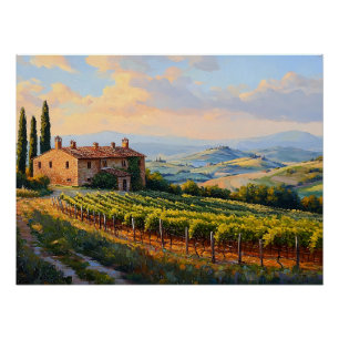 Golden Vineyards of Tuscany: A Rustic Countryside  Poster