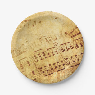 Golden Vintage Antique Sheet Music Score Sheet Paper Plate