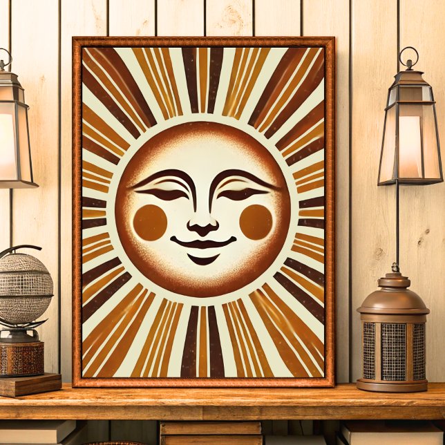 Golden Vintage Boho Sun Wall Art Print (Creator Uploaded)